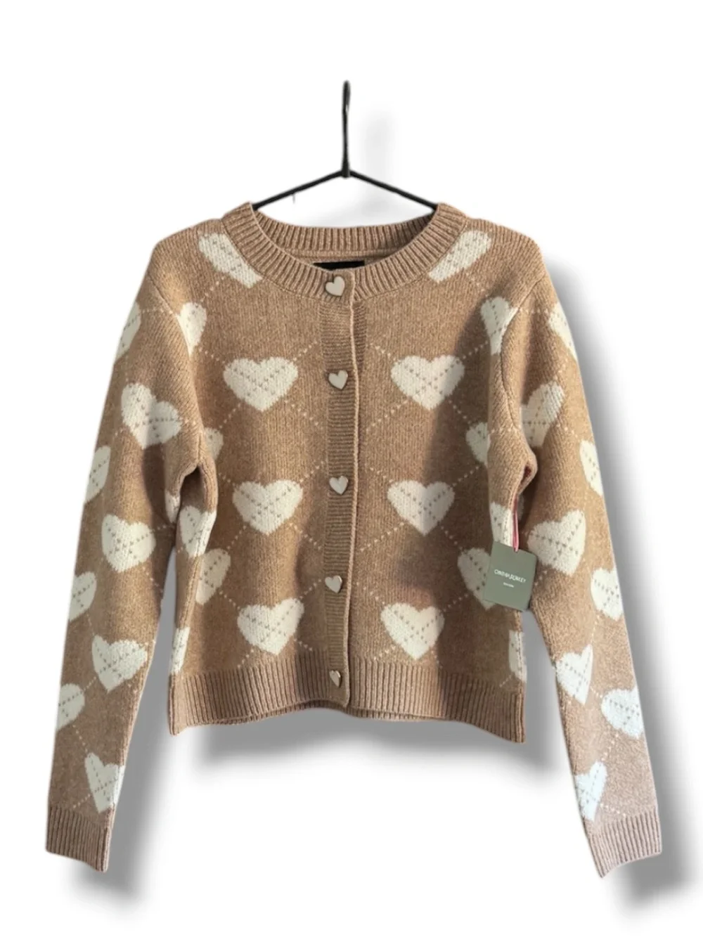 Cynthia Rowley Heart Print Argyle Sweater